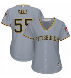 Womens Majestic Pittsburgh Pirates 55 Josh Bell Replica Grey Road Cool Base MLB Jersey 