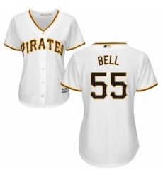 Womens Majestic Pittsburgh Pirates 55 Josh Bell Replica White Home Cool Base MLB Jersey 