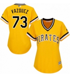Womens Majestic Pittsburgh Pirates 73 Felipe Vazquez Authentic Gold Alternate Cool Base MLB Jersey 
