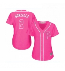 Womens Pittsburgh Pirates 2 Erik Gonzalez Replica Pink Fashion Cool Base Baseball Jersey 