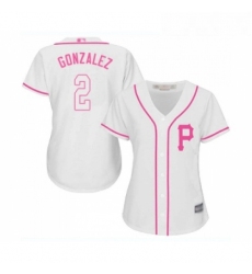 Womens Pittsburgh Pirates 2 Erik Gonzalez Replica White Fashion Cool Base Baseball Jersey 