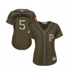 Womens Pittsburgh Pirates 5 Lonnie Chisenhall Authentic Green Salute to Service Baseball Jersey 