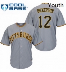 Youth Majestic Pittsburgh Pirates 12 Corey Dickerson Replica Grey Road Cool Base MLB Jersey 