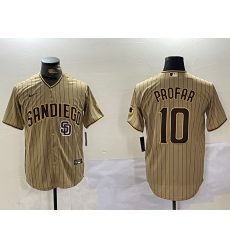 Men San Diego Padres 10 Jurickson Profar Tan Cool Base Stitched Baseball Jersey 3