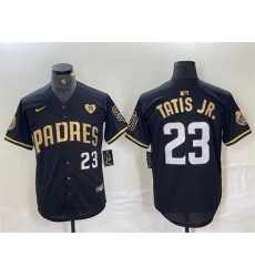 Men San Diego Padres 23 Fernando Tatis Jr  Black Gold With Patch Cool Base Stitched Baseball Jersey