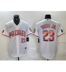 Men San Diego Padres 23 Fernando Tatis Jr  Mexico White Cool Base Stitched Baseball Jersey