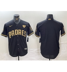 Men San Diego Padres Blank Black Gold With Patch Cool Base Stitched Baseball Jersey