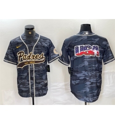 Men San Diego Padres Gray Camo Team Big Logo Cool Base Stitched Baseball Jersey 3