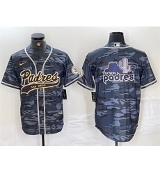 Men San Diego Padres Gray Camo Team Big Logo Cool Base Stitched Baseball Jersey 5