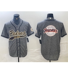 Men San Diego Padres Gray Team Big Logo Cool Base Stitched Baseball Jersey