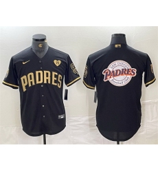Men San Diego Padres Team Big Logo Black Gold With Patch Cool Base Stitched Baseball Jersey