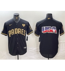 Men San Diego Padres Team Big Logo Black Gold With Patch Cool Base Stitched Baseball Jerseys