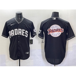 Men San Diego Padres Team Big Logo Black Stitched Baseball Jersey 2