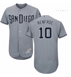 Mens Majestic San Diego Padres 10 Hunter Renfroe Authentic Grey Road Cool Base MLB Jersey 