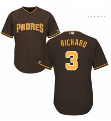 Mens Majestic San Diego Padres 3 Clayton Richard Replica Brown Alternate Cool Base MLB Jersey 