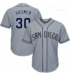 Mens Majestic San Diego Padres 30 Eric Hosmer Replica Grey Road Cool Base MLB Jersey 