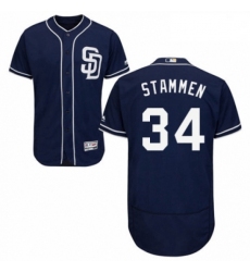 Mens Majestic San Diego Padres 34 Craig Stammen Navy Blue Alternate Flex Base Authentic Collection MLB Jersey