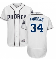 Mens Majestic San Diego Padres 34 Rollie Fingers White Home Flex Base Authentic Collection MLB Jersey