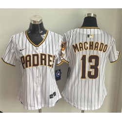 Women San Diego Padres 13 Manny Machado White Home Limited Stitched Baseball Jersey