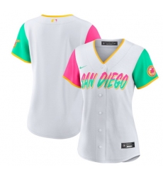 Women San Diego Padres Blank 2022 White City Connect Cool Base Stitched Baseball Jersey 