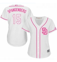 Womens Majestic San Diego Padres 15 Cory Spangenberg Authentic White Fashion Cool Base MLB Jersey