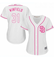 Womens Majestic San Diego Padres 31 Dave Winfield Authentic White Fashion Cool Base MLB Jersey