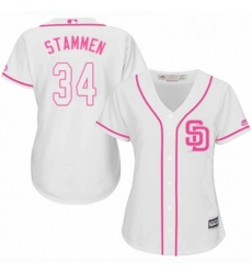 Womens Majestic San Diego Padres 34 Craig Stammen Replica White Fashion Cool Base MLB Jersey 