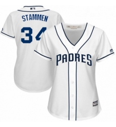 Womens Majestic San Diego Padres 34 Craig Stammen Replica White Home Cool Base MLB Jersey 