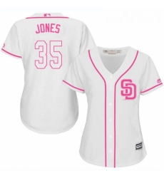 Womens Majestic San Diego Padres 35 Randy Jones Authentic White Fashion Cool Base MLB Jersey