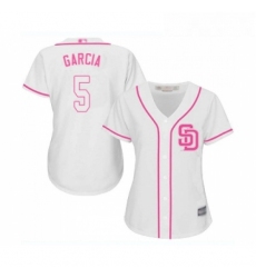 Womens San Diego Padres 5 Greg Garcia Replica White Fashion Cool Base Baseball Jersey 