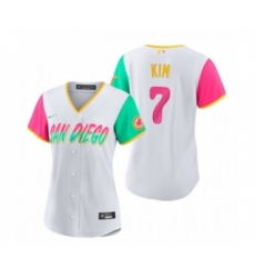 Women's San Diego Padres #7 Ha Seong Kim White 2022 City Connect Cool Base Stitched Baseball Jersey