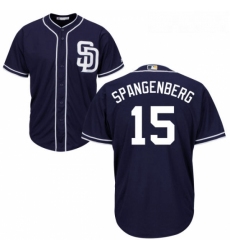 Youth Majestic San Diego Padres 15 Cory Spangenberg Authentic Navy Blue Alternate 1 Cool Base MLB Jersey