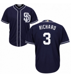 Youth Majestic San Diego Padres 3 Clayton Richard Replica Navy Blue Alternate 1 Cool Base MLB Jersey 