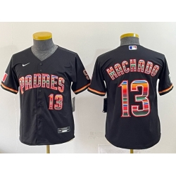 Youth San Diego Padres 13 Manny Machado Black Mexico Cool Base Stitched Baseball Jersey