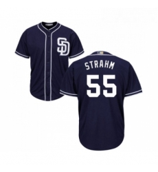 Youth San Diego Padres 55 Matt Strahm Replica Navy Blue Alternate 1 Cool Base Baseball Jersey 