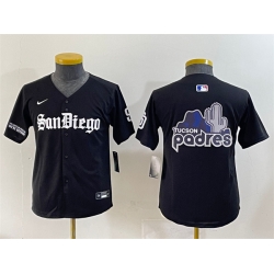 Youth San Diego Padres Team Big Logo Black Gothic Edition Vapor Limited Stitched Baseball Jersey
