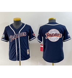 Youth San Diego Padres Team Big Logo Navy Throwback With Patch Stitched Baseball Jersey 1 Youth San Diego Padres Team Big Logo Navy Throwback With Patch Stitched Baseball Jersey 1