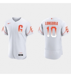 Men San Francisco Giants 10 Evan Longoria Men 2021 City Connect Authentic White Jersey