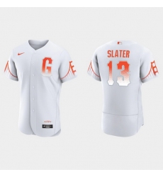 Men San Francisco Giants 13 Austin Slater Men 2021 City Connect Authentic White Jersey