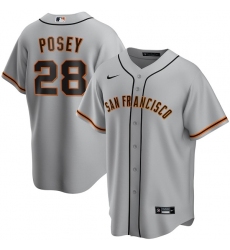 Men San Francisco Giants 28 Buster Posey Grey Cool Base Stitched Jerse