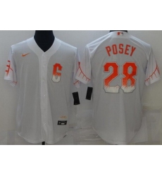 Men San Francisco Giants 28 Buster Posey White 2021 City Connect Stitched MLB Cool Base Nike Jersey