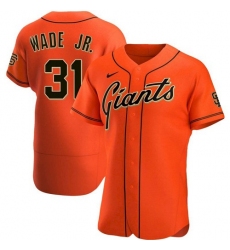 Men San Francisco Giants 31 LaMonte Wade Jr Orange 2021 Alternate Jersey