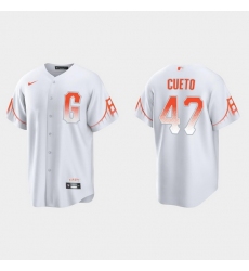 Men San Francisco Giants 47 Johnny Cueto Men 2021 City Connect White Fan Version Jersey