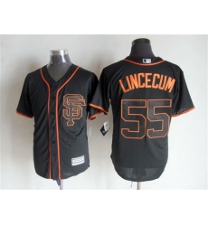 Men San Francisco Giants Tim Lincecum 55 Black Stitched Cool Base MLB Jersey