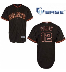 Mens Majestic San Francisco Giants 12 Joe Panik Authentic Black New Cool Base MLB Jersey