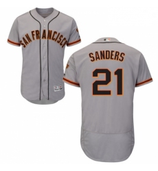Mens Majestic San Francisco Giants 21 Deion Sanders Grey Road Flex Base Authentic Collection MLB Jersey