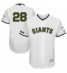 Mens Majestic San Francisco Giants 28 Buster Posey White Memorial Day Authentic Collection MLB Jersey Flex Base