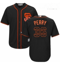 Mens Majestic San Francisco Giants 36 Gaylord Perry Authentic Black Team Logo Fashion Cool Base MLB Jersey