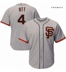 Mens Majestic San Francisco Giants 4 Mel Ott Replica Grey Road 2 Cool Base MLB Jersey