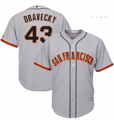 Mens Majestic San Francisco Giants 43 Dave Dravecky Replica Grey Road Cool Base MLB Jersey